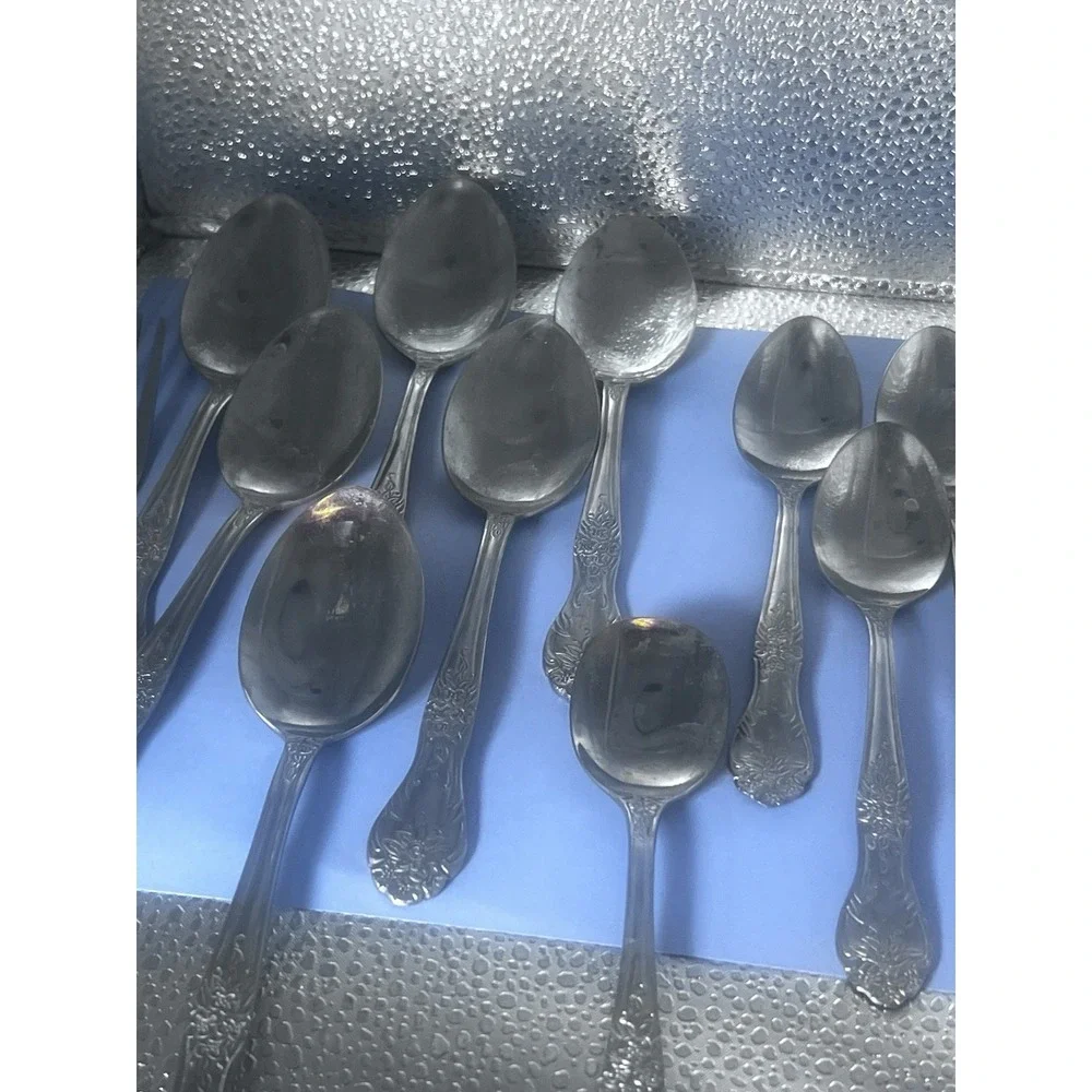 Rogers Stainless China Stanley Roberts Love Joy Flatware 21 Piece Spoon Fork Kni